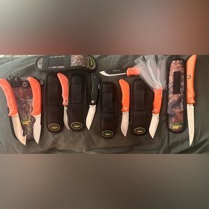 Outdoor Edge Knife Set with Orange and Black Handles